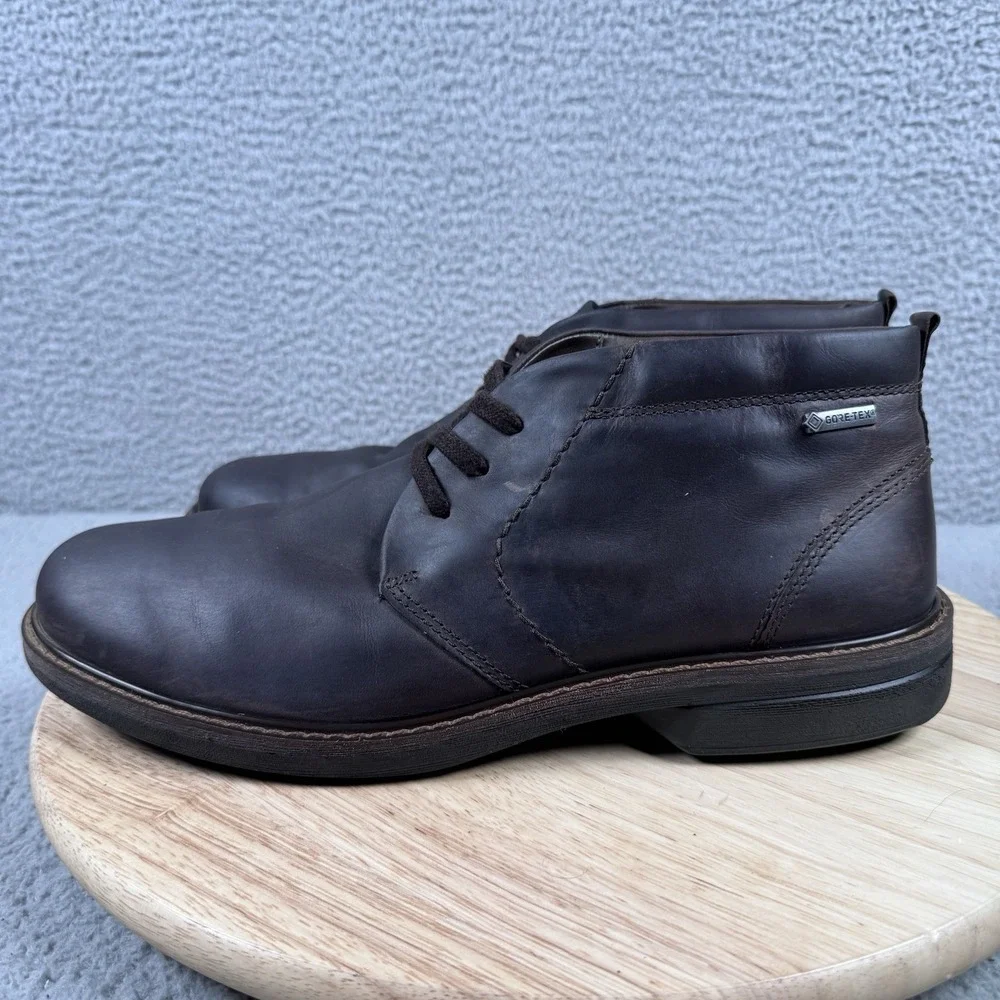 ECCO Turn GTX Mens Size EU 46 US 12-12.5 Cocoa Brown Leather Chukka Boots